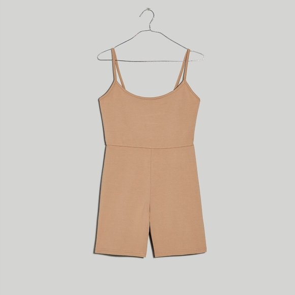 Madewell Knit Cotton Biker Unitard Beige Athleisure - Picture 4 of 7